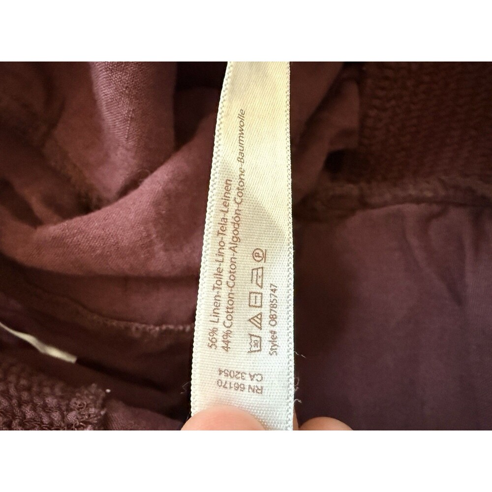 Free People Palazzo Pants Sz S Wide Leg Linen Blend Elastic Smocked Waist Brown - Picture 8 of 8